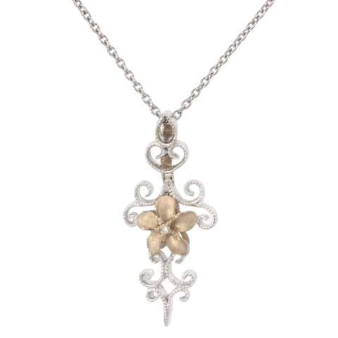Plumeria Chandelier Pendant in Two Tone Gold