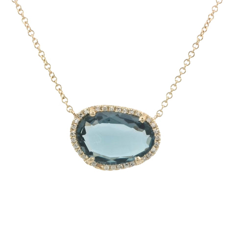 London Blue Topaz Necklace in Yellow Gold