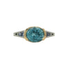 Blue Zircon Ring with Tanzanites