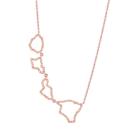 Four Hawaiian Islands Necklace in Rose Gold