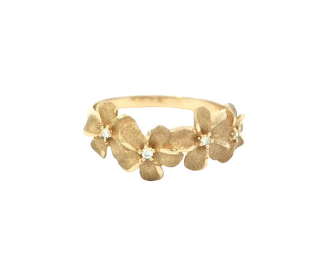 Four Plumeria Ring in Yellow Gold