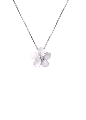 Plumeria Slide Pendant in Precious Silver