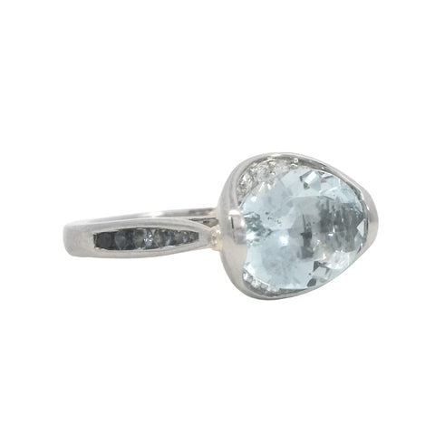 Aquamarine Ring with Blue Sapphires