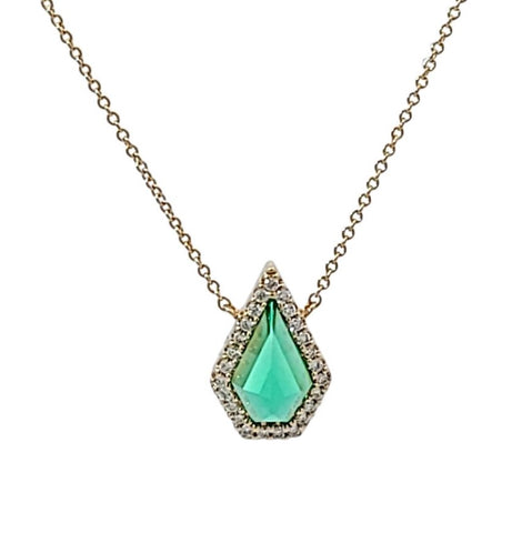 Green Quartz Necklace in Yellow Gold