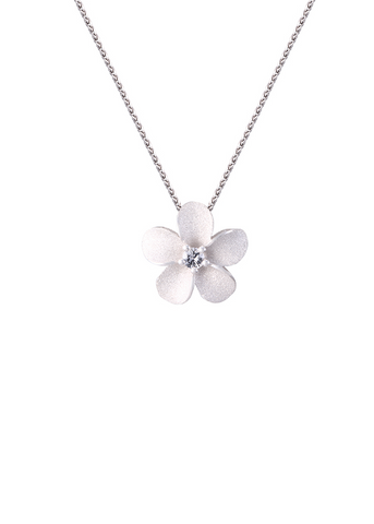Plumeria Slide Pendant in Precious Silver