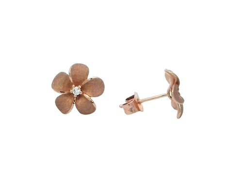 Plumeria Stud Earrings in Rose Gold