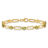Gold Tone Paperclip Bracelet with Peridot
