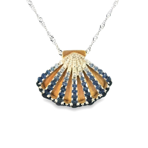 Blue Sapphire Shell Pendant