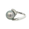 Tahitian Pearl Ring with Diamonds in White Gold
