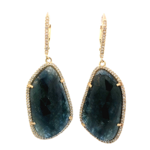 Blue Sapphire Earrings in Yellow Gold