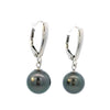 Tahitian Pearl Leverback Dangle Earrings in White Gold