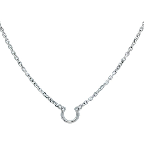 White Gold Adjustable Cable Chain with Pendant 