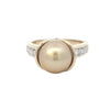 Golden South Sea Pearl and Diamonds Ring in Yellow Gold