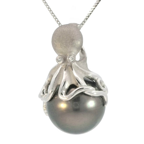 Octopus Pendant with Tahitian Pearl