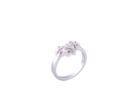 Three Plumeria Ring in Precious Silver