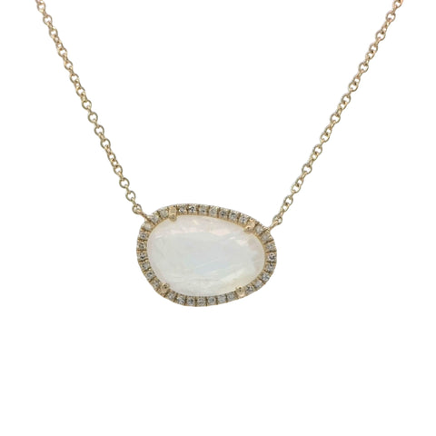 Rainbow Moonstone Necklace in Yellow Gold