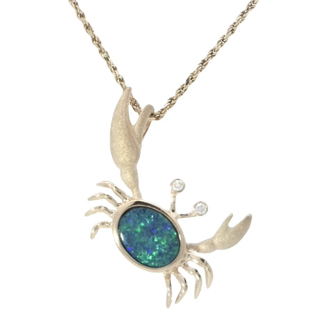 Crab Pendant with Opal