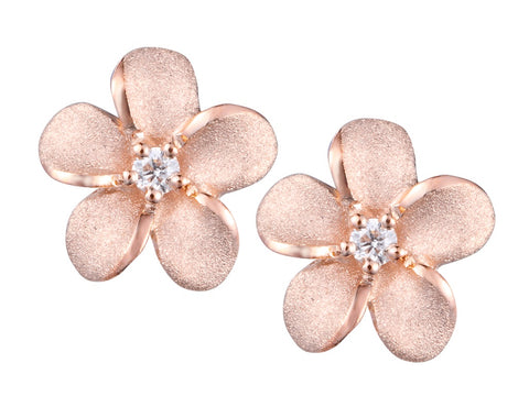 Plumeria Stud Earrings in Rose Gold