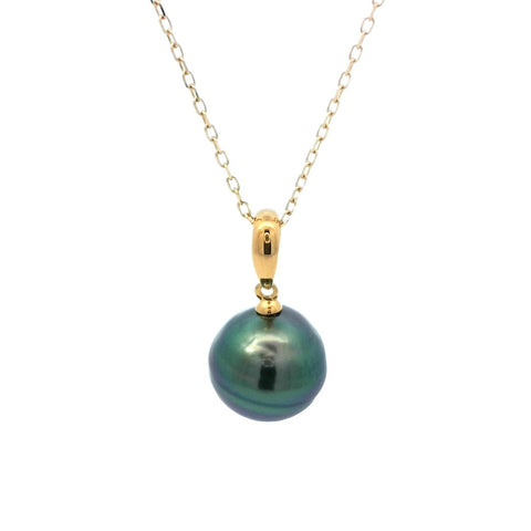 Cultured Tahitian Pearl Necklace in Yellow Gold