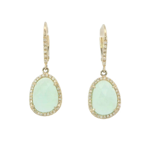 Chrysoprase Earrings in Yellow Gold