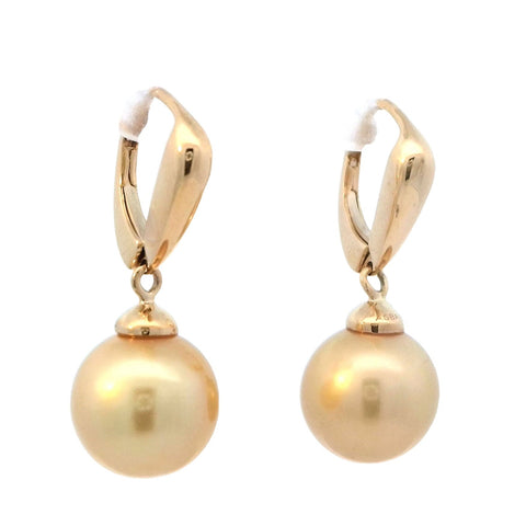 Golden South Sea Pearl Leverback Earrings