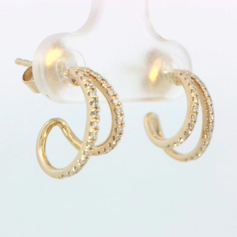 Split Diamond Hoop Earrings in Yellow Gold