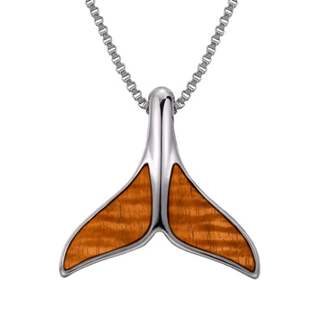 Hawaiian Koa Wood Whale Tail Pendant