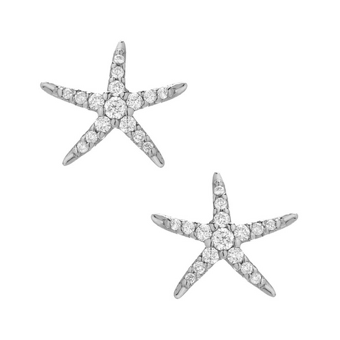 Starfish Earrings in White Gold