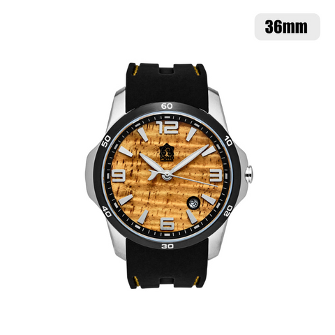 Surfrider Watch in Silver with Black Silicone Band - Medium