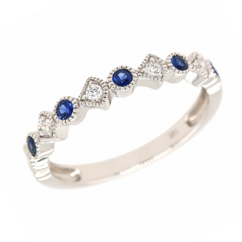 Sapphire and Diamond Band in White Gold