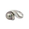 Tahitian Pearl and Diamonds Ring in White Gold
