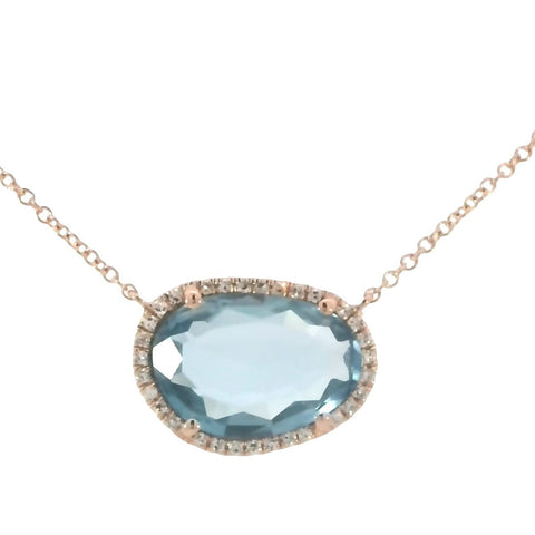 London Blue Topaz Necklace in Rose Gold