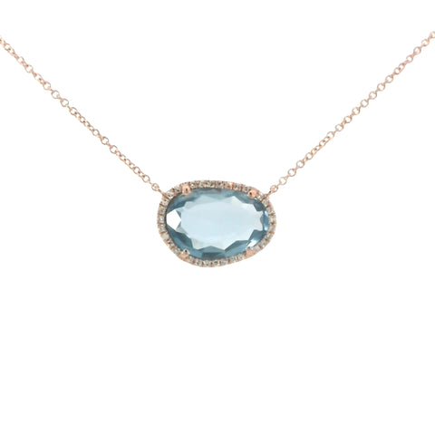 London Blue Topaz Necklace in Rose Gold