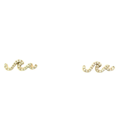 Wave Stud Earrings in Yellow Gold
