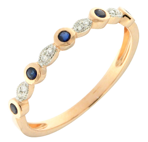 Sapphire and Diamond Band in Yellow Gold
