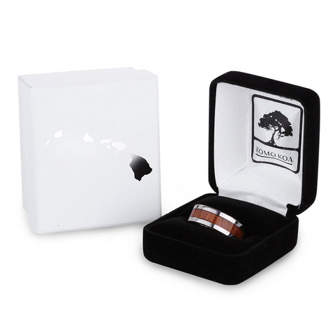 Hawaiian Koa Wood Titanium Ring - Cove style
