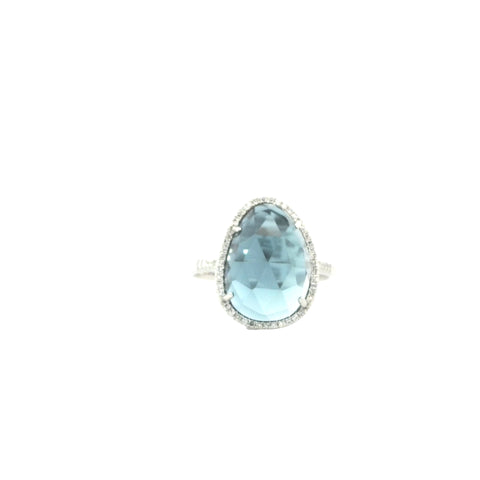 London Blue Topaz Ring in White Gold