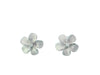 Plumeria Stud Earrings in White Gold