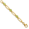 Gold Tone Paperclip Bracelet with Peridot