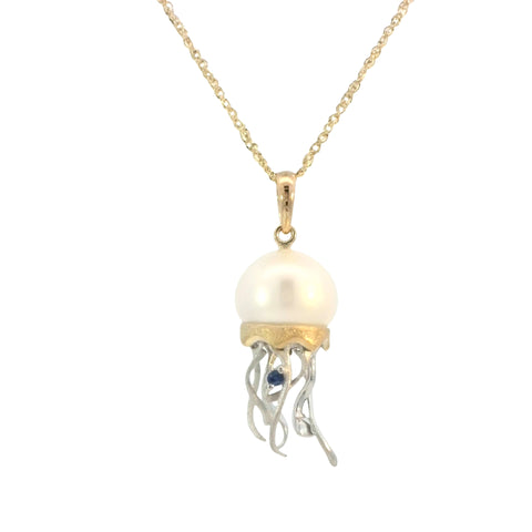 Jellyfish Pendant with White Freshwater Pearl
