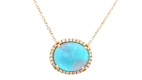 Paraiba Tourmaline Necklace in Rose Gold