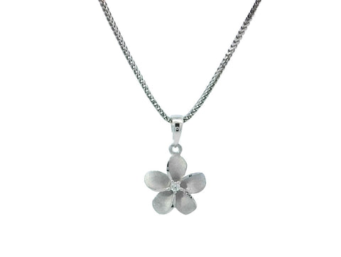 Plumeria Pendant in White Gold