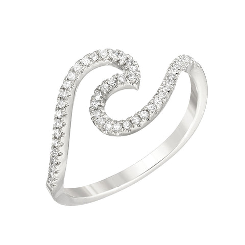 Wave Ring in White Gold-Size 7