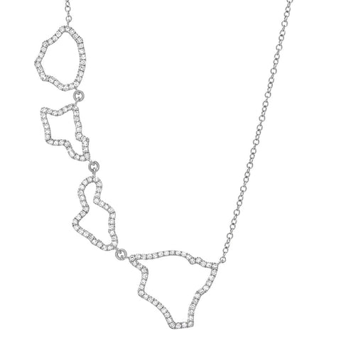 Four Hawaiian Islands Necklace in White Gold