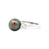 Tahitian Pearl Ring with Diamonds in White Gold