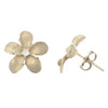 13mm Plumeria Stud Earrings in Yellow Gold