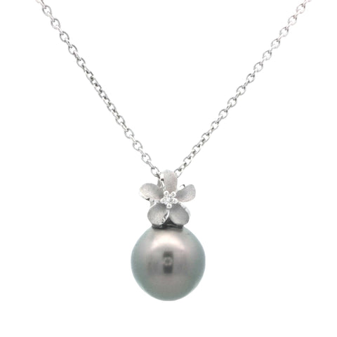 Plumeria Pendant with Tahitian Pearl