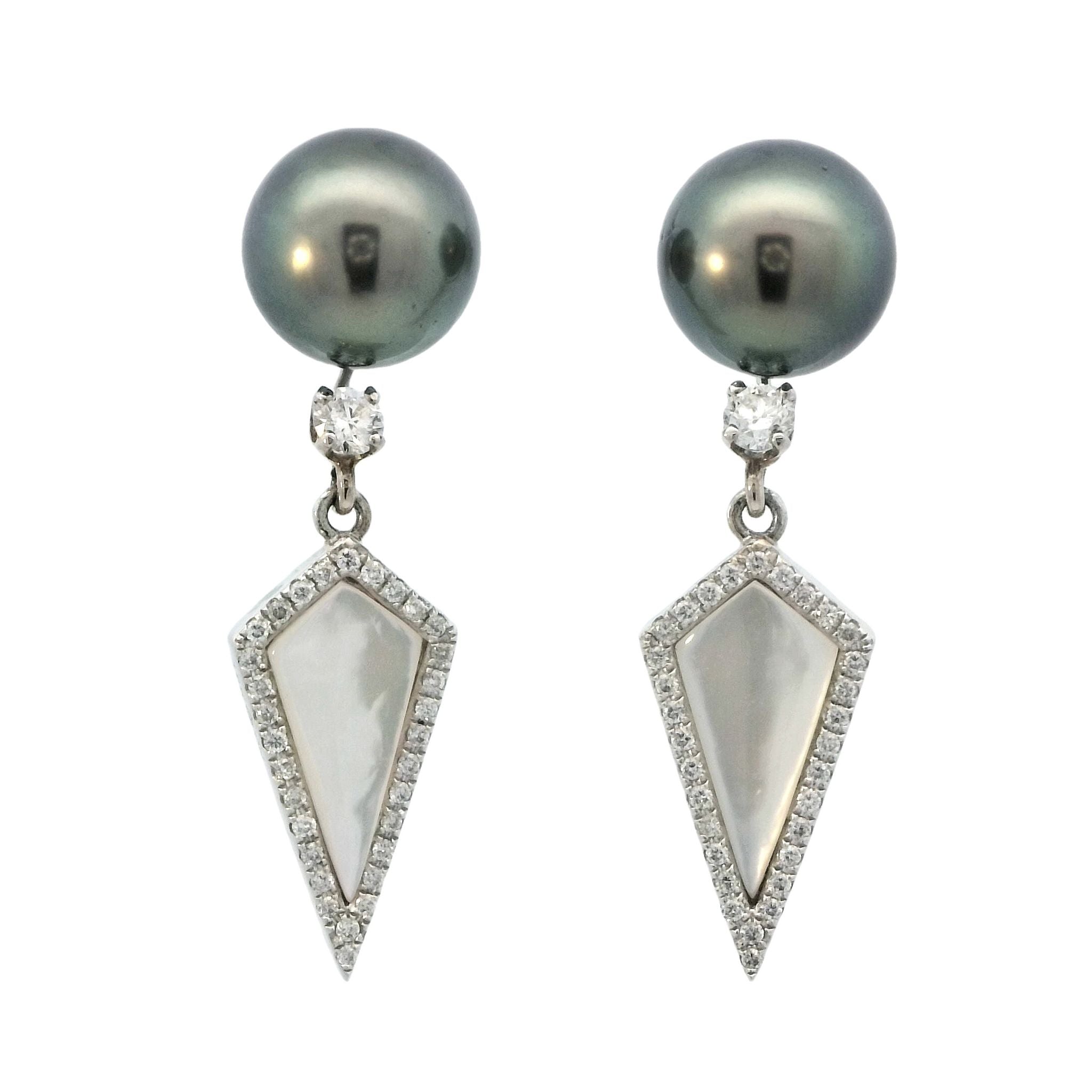 Tahitian Pearl Earrings with Mother of Pearl