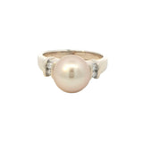 Golden South Sea Pearl and Diamonds Ring in Yellow Gold