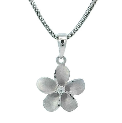 11mm Plumeria Pendant in White Gold